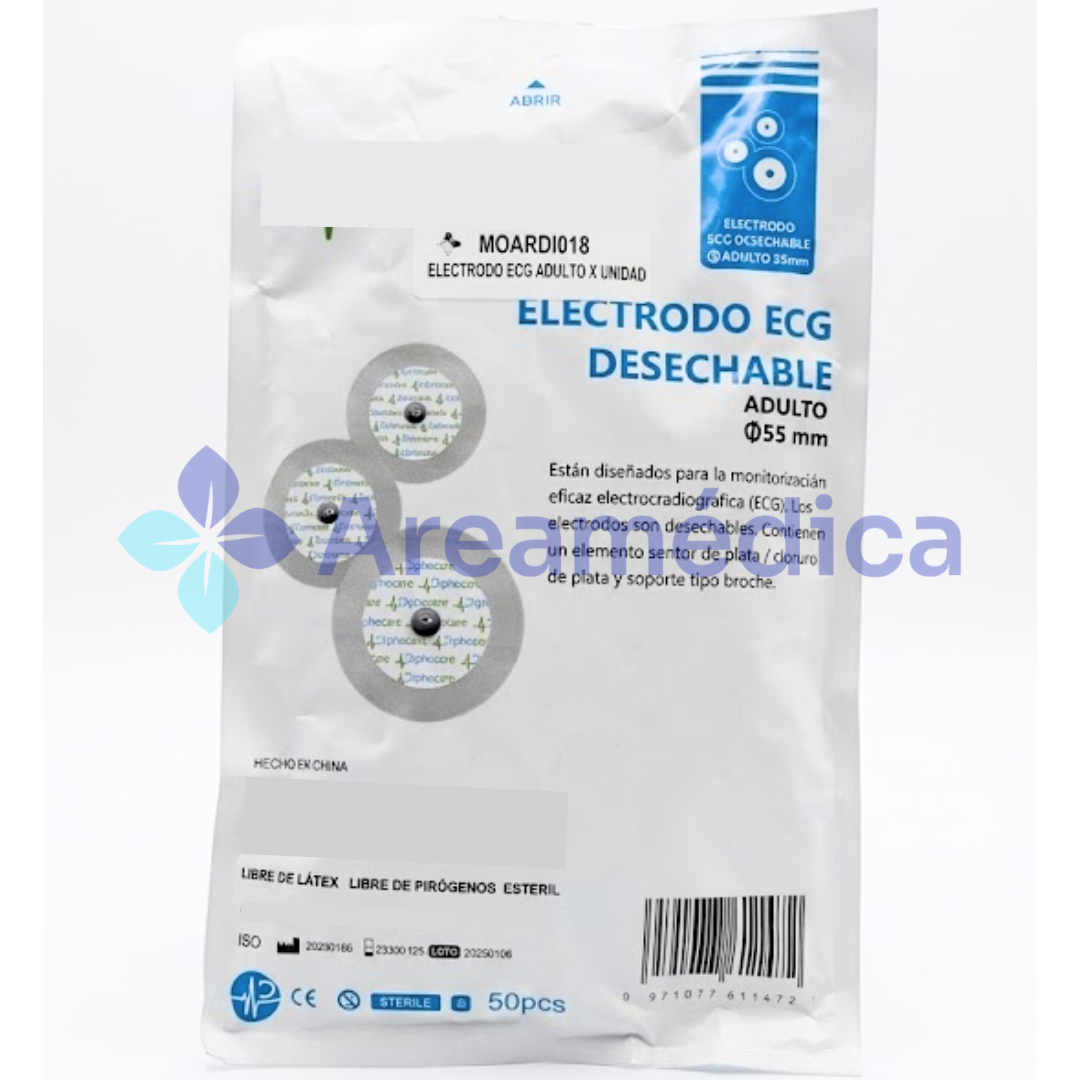 ELECTRODOS ECG ADULTO PRECIO X UND PAQUETE X 50 UND